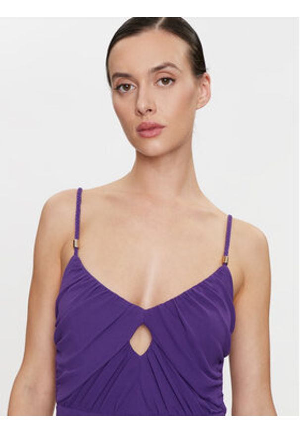 Morgan Sukienka wieczorowa 241-REVALA Fioletowy Loose Fit. Kolor: fioletowy. Materiał: syntetyk. Styl: wizytowy