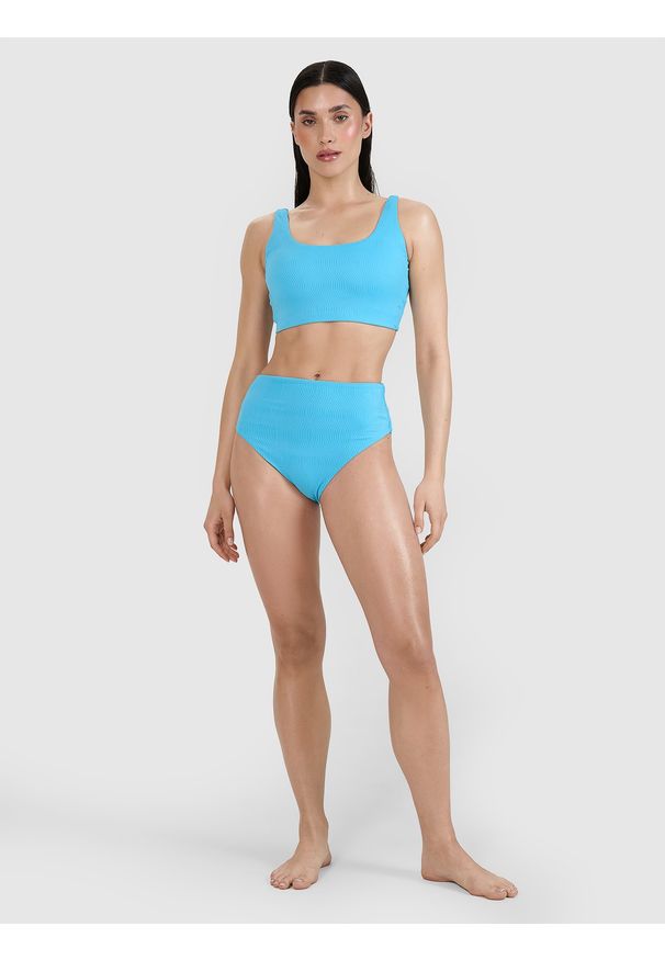 4f - 4F Dół od bikini damski - turkusowy XS. Stan: podwyższony. Kolor: turkusowy. Materiał: materiał, włókno, syntetyk, elastan