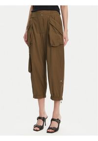 Pinko - PINKO Spodnie materiałowe 104704 A2ER Khaki Regular Fit. Kolor: brązowy. Materiał: bawełna
