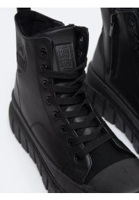 Big-Star - Trampki damskie wysokie czarne MM274625 906. Zapięcie: sznurówki. Kolor: czarny. Materiał: skóra ekologiczna. Szerokość cholewki: normalna. Obcas: na platformie. Styl: elegancki, klasyczny #7