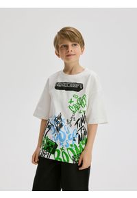 Reserved - Bawełniany t-shirt Minecraft - złamana biel. Materiał: bawełna #1