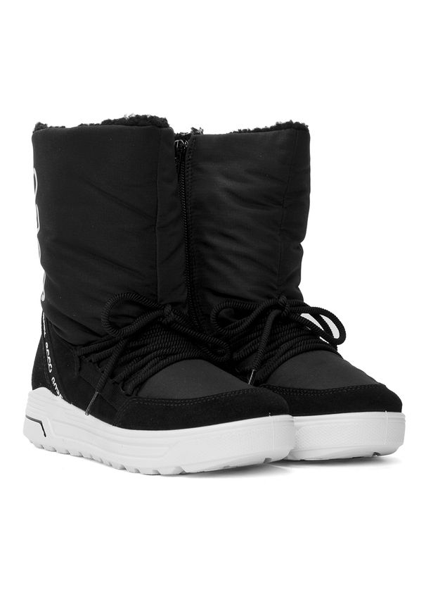 ecco - Buty zimowe dziecięce czarne ECCO Urban Snowboarder GTX. Kolor: czarny. Materiał: skóra, materiał, zamsz. Szerokość cholewki: normalna. Sezon: zima. Styl: młodzieżowy