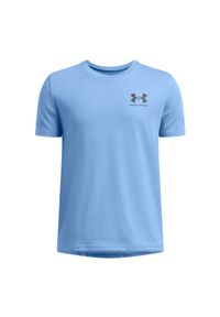 T-shirt chłopięcy Under Armour UA B Sportstyle Left Chest Ss - niebieski. Kolor: niebieski. Materiał: materiał, poliester, bawełna. Wzór: nadruk