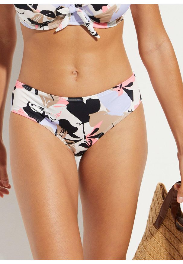 bonprix - Bikini minimizer (2 części). Kolor: biały. Materiał: materiał. Wzór: nadruk