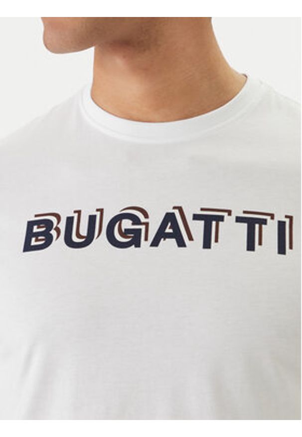 Bugatti T-Shirt 8350-75045C Biały Regular Fit. Kolor: biały. Materiał: bawełna
