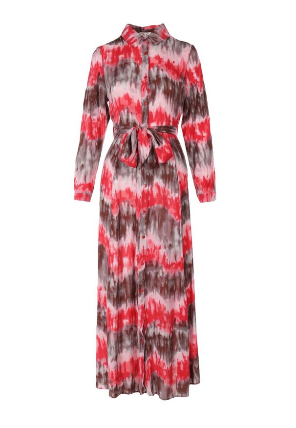 Born2be - Czerwona Sukienka Nephohsa. Kolor: czerwony. Materiał: materiał. Długość rękawa: długi rękaw. Typ sukienki: koszulowe. Styl: elegancki. Długość: maxi