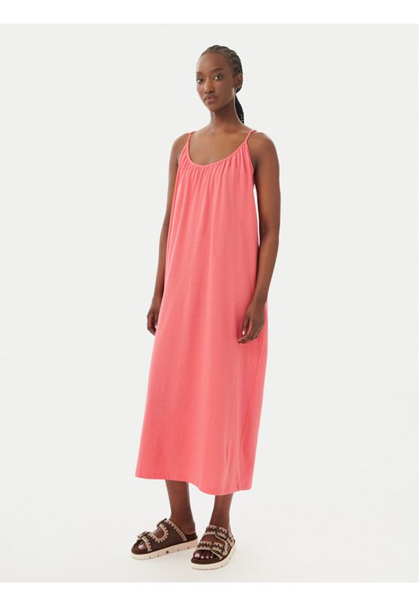 Vero Moda Sukienka letnia Luna 10286077 Koralowy Regular Fit. Kolor: pomarańczowy. Materiał: syntetyk, bawełna. Sezon: lato