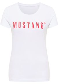 Mustang - MUSTANG Alina C Logo Tee Damski T-shirt Koszulka General White 1013222 20451 #2