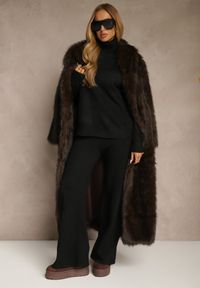 Renee - Czarny Komplet Dzianinowy z Wełną i Bawełną Szerokie Spodnie i Golf Lennria. Kolor: czarny. Materiał: wełna, dzianina, bawełna #3