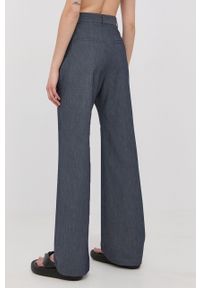 GESTUZ - Gestuz spodnie Solada damskie kolor granatowy szerokie high waist. Stan: podwyższony. Kolor: niebieski. Materiał: tkanina