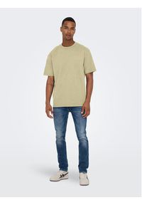 Only & Sons T-Shirt Fred 22022532 Beżowy Relaxed Fit. Kolor: beżowy. Materiał: bawełna