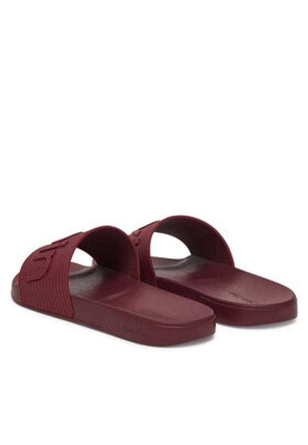 Calvin Klein Klapki Nemo - Contoured Emblem Logo Sliders HM0HM02113 Bordowy. Kolor: czerwony. Materiał: syntetyk