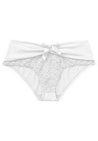 Figi panty bonprix biały. Kolor: biały. Materiał: koronka. Wzór: koronka #1