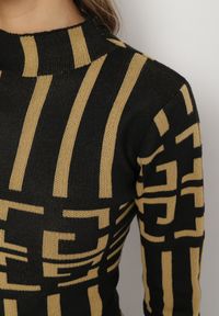 Born2be - Czarno-Beżowy 2-częściowy Komplet ze Swetrem i Spódnicą Enomessa. Kolor: czarny. Materiał: tkanina, dzianina #4