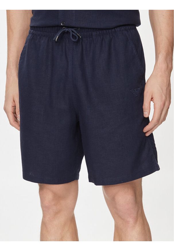 Emporio Armani Underwear Szorty materiałowe 211864 4R467 06935 Granatowy Regular Fit. Kolor: niebieski. Materiał: len