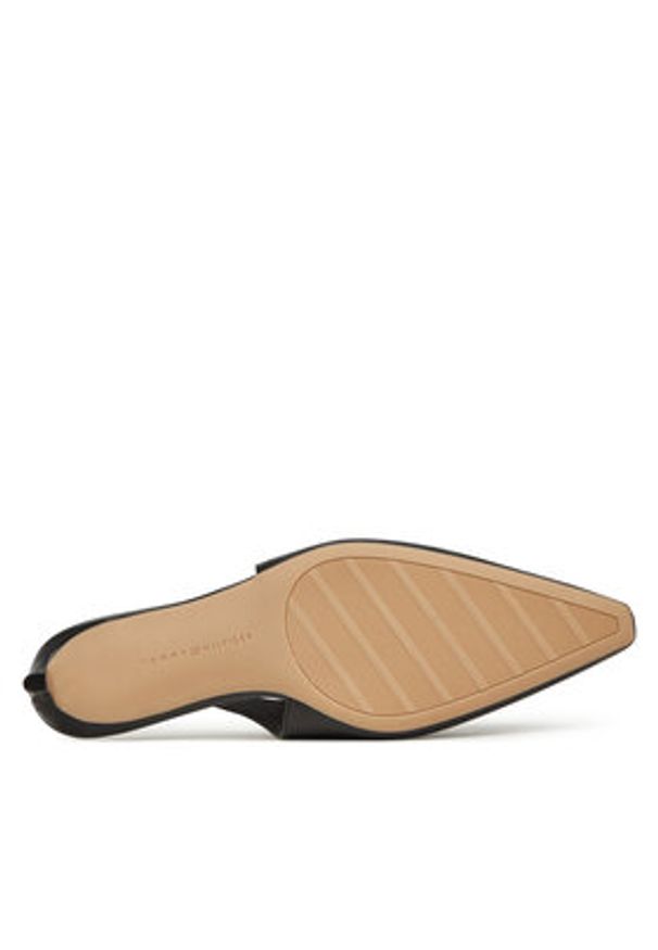 TOMMY HILFIGER - Tommy Hilfiger Sandały Squared Toe Kitten Slingback FW0FW08711 Czarny. Kolor: czarny. Materiał: skóra