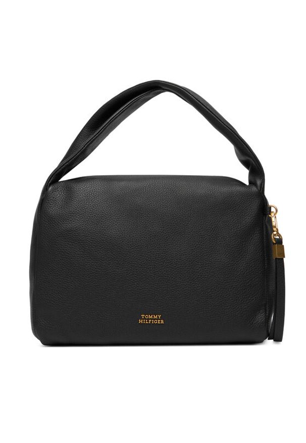 TOMMY HILFIGER - Tommy Hilfiger Torebka City Leather Shoulder Bag AW0AW18152 Czarny. Kolor: czarny. Materiał: skórzane