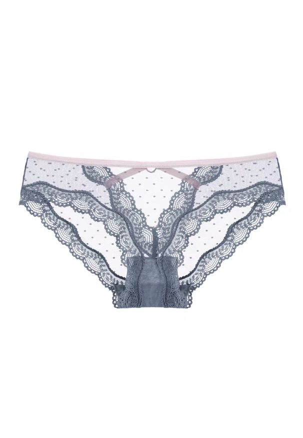 Intica - Majtki ażurowe z wycięciem na romantyczny wieczór Nailya. Kolor: szary. Materiał: tkanina, materiał. Wzór: ażurowy