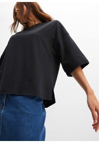 bonprix - Shirt bawełniany oversize, rękaw 1/2. Kolor: czarny. Materiał: bawełna #2