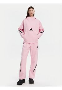 Adidas - adidas Bluza Z.N.E. JD5992 Różowy Loose Fit. Kolor: różowy. Materiał: bawełna