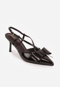 Born2be - Brązowe Eleganckie Szpilki VICES z Ozdobną Kokardą Adrelena. Nosek buta: szpiczasty. Zapięcie: sprzączka. Kolor: brązowy. Wzór: aplikacja. Materiał: skóra, lakier. Sezon: lato. Obcas: na szpilce. Styl: elegancki. Wysokość obcasa: średni #9