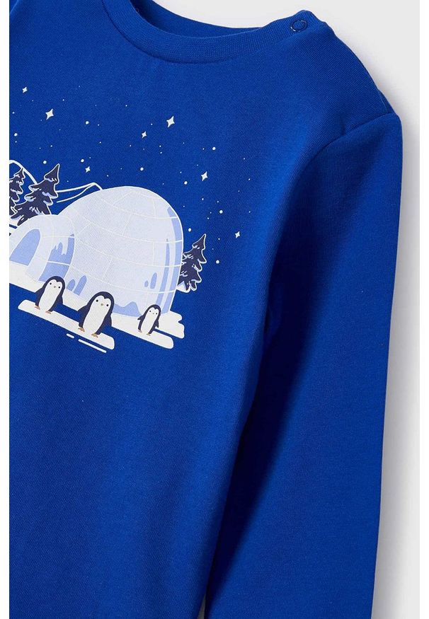 Mayoral longsleeve bawełniany dziecięcy z nadrukiem. Okazja: na co dzień. Kolor: niebieski. Materiał: bawełna. Długość rękawa: długi rękaw. Wzór: nadruk. Styl: casual