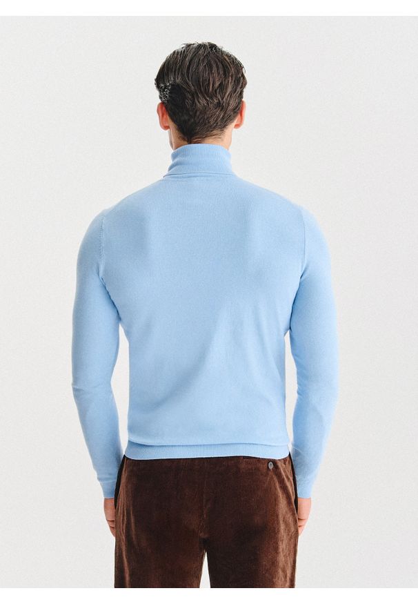 Pako Lorente - PAKO LORENTE - Jasnoniebieski gładki golf męski. Typ kołnierza: golf. Kolor: niebieski, zielony. Materiał: poliamid, bawełna, elastan. Wzór: gładki. Sezon: jesień