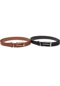 Urban Classics - Damski Pasek Z Klamrą Ze Sztucznej Skóry (zestaw 2 Sztuk). Kolor: wielokolorowy, żółty, czarny, brązowy, szary. Materiał: skóra