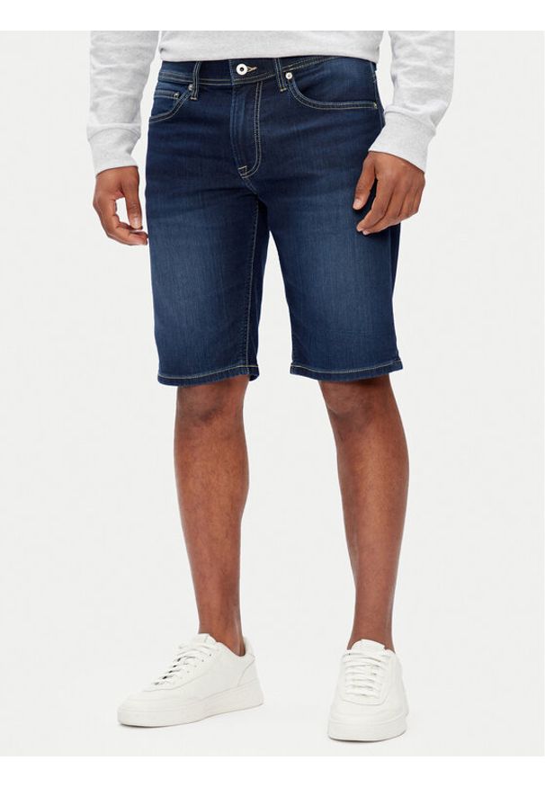 Pepe Jeans Szorty jeansowe PM801075 Granatowy Slim Fit. Kolor: niebieski. Materiał: bawełna