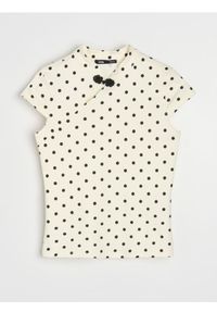 Sinsay - Bawełniana bluzka z ozdobnym rozcięciem przy dekolcie - kremowy. Kolor: kremowy. Materiał: bawełna #1