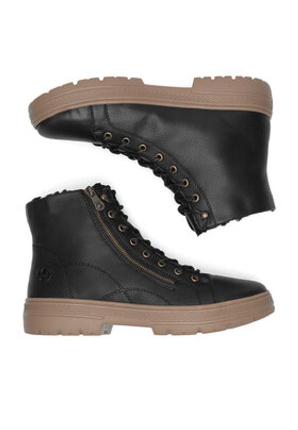 Rieker Trzewiki N0031-00 Czarny. Kolor: czarny. Materiał: materiał