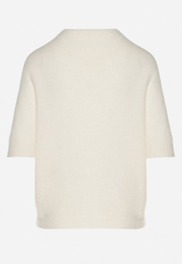 Born2be - Jasnobeżowy Sweter z Wełną z Krótkim Rękawem Dannoria. Okazja: na co dzień. Kolor: beżowy. Materiał: wełna. Długość rękawa: krótki rękaw. Długość: krótkie. Styl: elegancki, casual