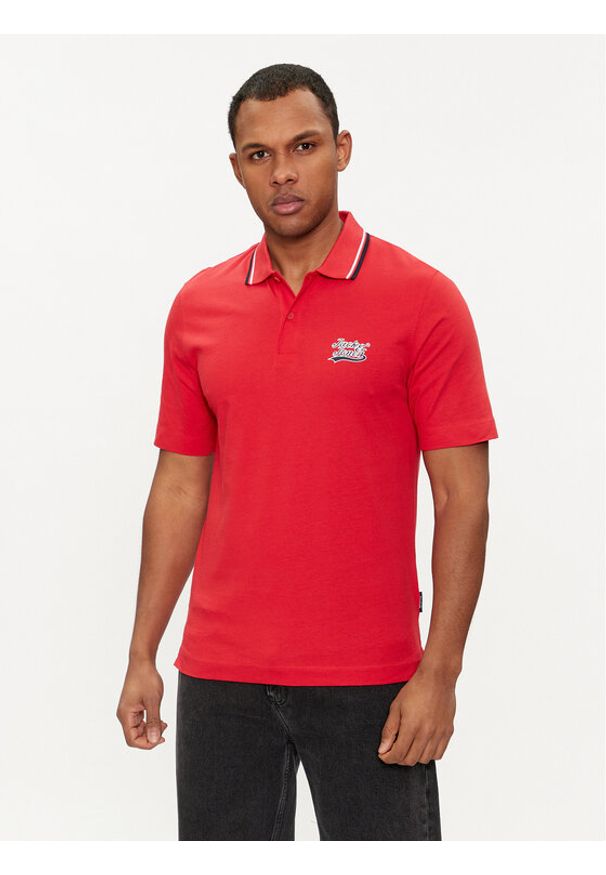 Jack & Jones - Jack&Jones Polo Trevor 12228781 Czerwony Standard Fit. Typ kołnierza: polo. Kolor: czerwony. Materiał: bawełna