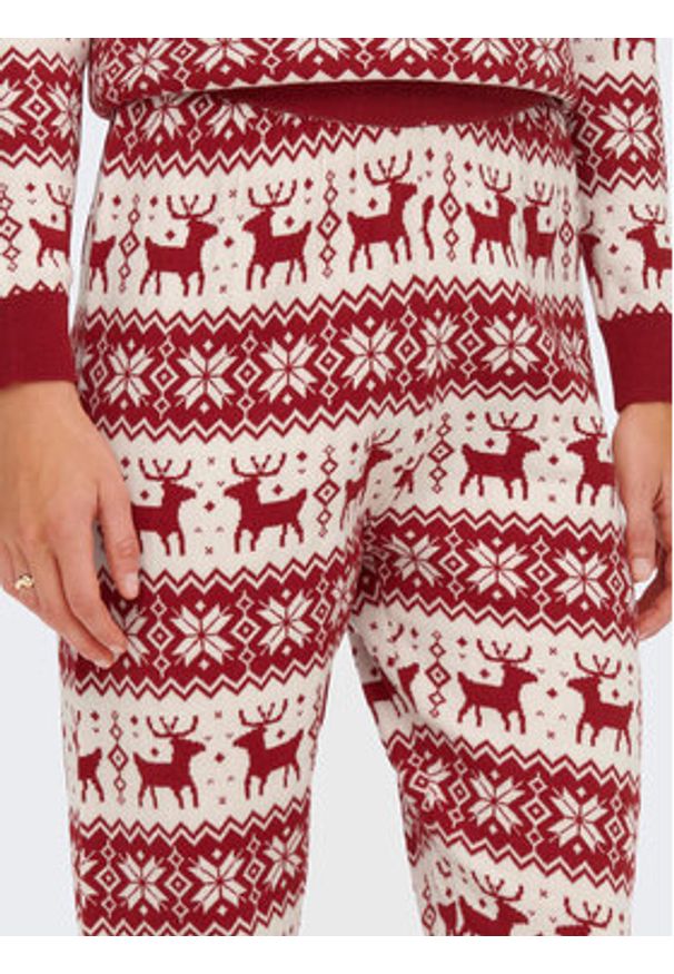 only - ONLY Spodnie dzianinowe Xmas 15272160 Czerwony Regular Fit. Kolor: czerwony. Materiał: syntetyk