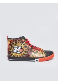 Big-Star - Trampki wysokie ze skóry ekologicznej z nadrukiem WOśP czarne TT174401 906. Okazja: na spacer. Zapięcie: pasek. Kolor: czarny. Materiał: skóra ekologiczna. Wzór: nadruk. Styl: wizytowy #1