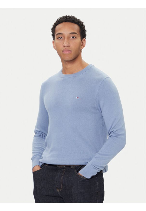 TOMMY HILFIGER - Tommy Hilfiger Sweter Essential Ssnl MW0MW39999 Niebieski Regular Fit. Kolor: niebieski. Materiał: bawełna