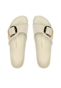 Birkenstock Klapki Madrid Big Buckle 1025298 Beżowy. Kolor: beżowy. Materiał: lakier, skóra