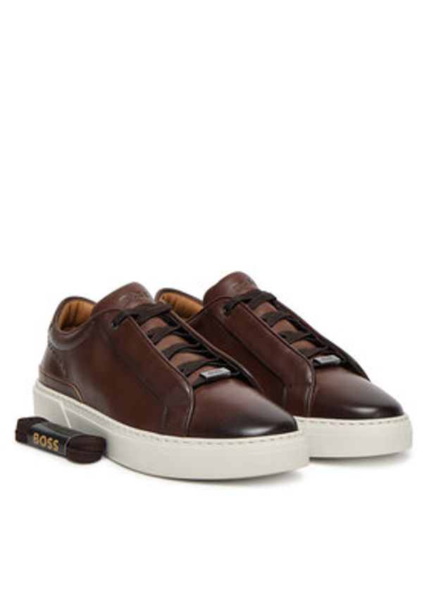 BOSS Sneakersy Gary 50546855 Brązowy. Kolor: brązowy. Materiał: skóra
