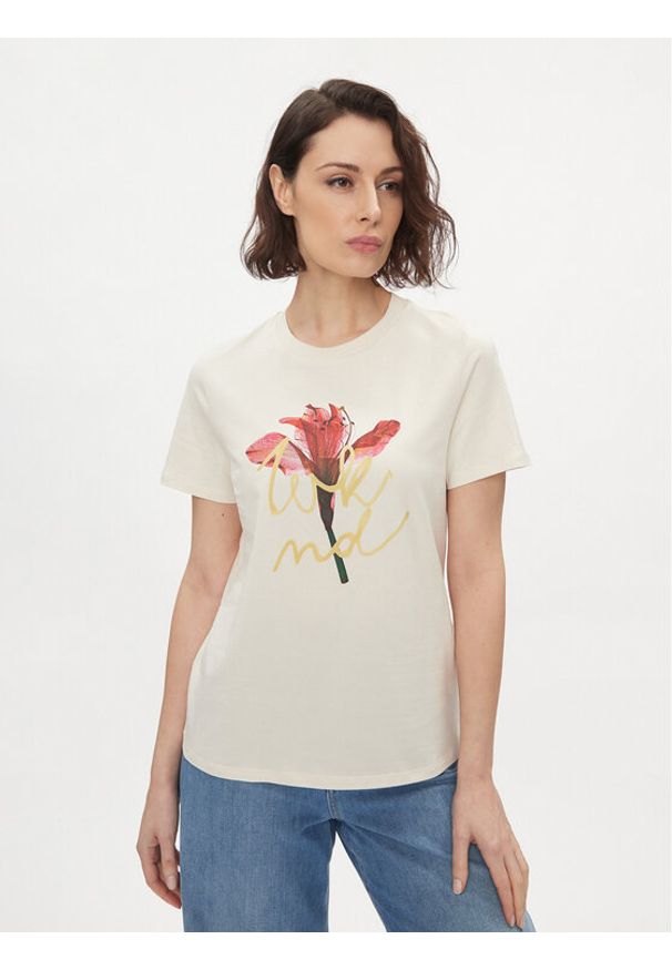 Weekend Max Mara T-Shirt Nervi 2415971051 Écru Regular Fit. Materiał: bawełna