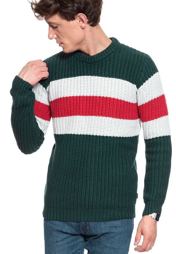 Wrangler - MĘSKI SWETER WRANGLER CHUNKY KNIT PINE W8A7PCG01 112132375. Wzór: kolorowy