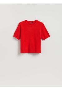 Reserved - Wełniany sweter - czerwony. Kolor: czerwony. Materiał: wełna