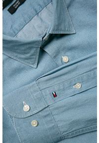 Tommy Hilfiger Tailored - Koszula bawełniana. Typ kołnierza: kołnierzyk klasyczny. Kolor: niebieski. Materiał: bawełna. Wzór: gładki. Styl: klasyczny #7
