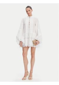 BARDOT Sukienka letnia Antonia Lace Trim 59849DB Biały Relaxed Fit. Kolor: biały. Materiał: len. Sezon: lato