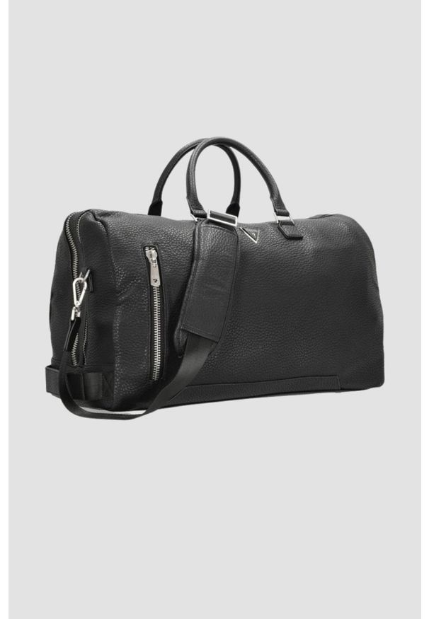 Guess - GUESS Czarna męska podróżna torba Torino Duffle. Kolor: czarny. Materiał: skóra ekologiczna