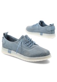 Półbuty damskie Ravini, ze skóry naturalnej licowej ażurowa cholewka sznurowanie lekka podeszwa casual, niebieskie, 2020-1. Okazja: na co dzień. Zapięcie: sznurówki. Kolor: niebieski. Materiał: skóra. Szerokość cholewki: normalna. Wzór: ażurowy. Styl: casual #6