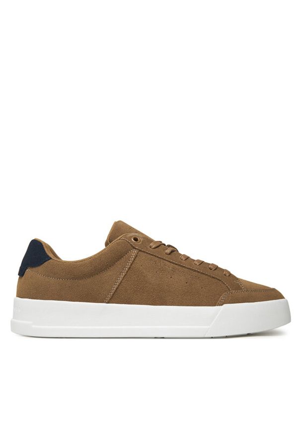 TOMMY HILFIGER - Tommy Hilfiger Sneakersy Th Court Summer Suede FM0FM05517 Brązowy. Kolor: brązowy. Materiał: zamsz, skóra