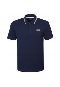 Koszulka Polo - Męska - Pako Jeans - Granatowa, Dekolt na Zamek. Okazja: na co dzień. Typ kołnierza: polo. Kolor: niebieski. Materiał: bawełna. Styl: casual