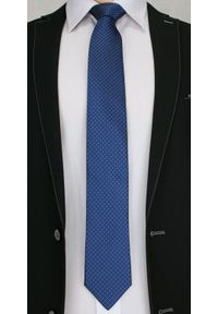 Stylowy Krawat Męski z Delikatnym Deseniem - Chattier- 6,7cm, Niebieski. Kolor: niebieski. Materiał: tkanina. Wzór: grochy. Styl: elegancki #2