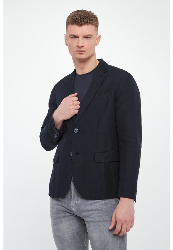 Armani Exchange - Marynarka męska jednorzędowa lniana ARMANI EXCHANGE. Materiał: len