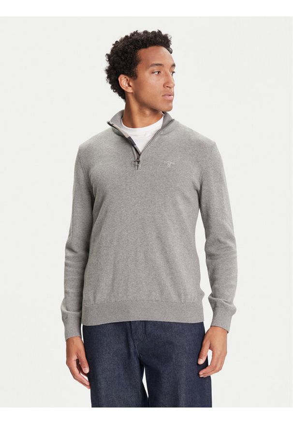 Barbour Sweter Half Zip MKN1074GY52 Szary Regular Fit. Kolor: szary. Materiał: bawełna